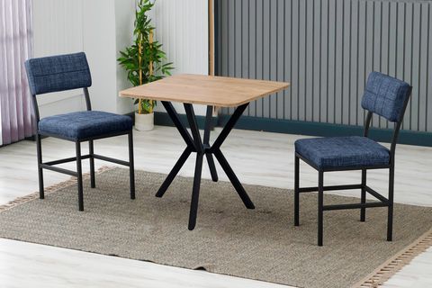 NOVA MUTFAK MASA TAKIMI, 2 SANDALYE, CEVİZ, 70X70 CM, LACİVERT