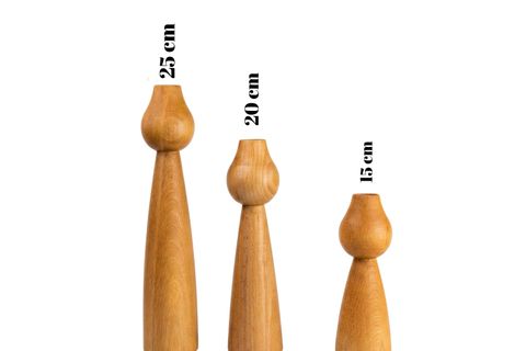 KATRE KAYIN AHŞAP ÜÇLÜ ŞAMDAN SETİ, 15-20-25 CM