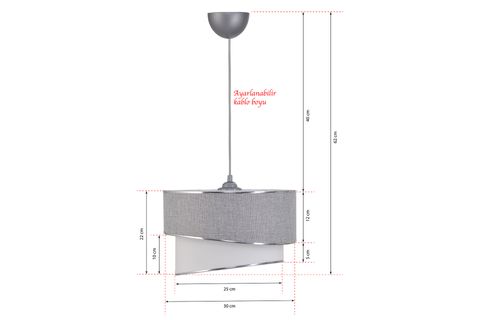 EVLİGHT ASİMETRİK SARKIT, TEKLİ, GRİ
