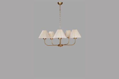 APOLLO BEŞLİ ESKİTME PİLELİ KREM ABAJURLU AVİZE