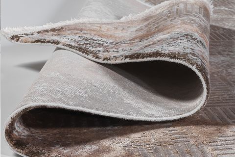 ATLAS HALI FRAPE FP07C KAHVE KREM TURUNCU MODERN SALON HALISI 120X180