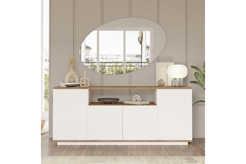 LOFT KONSOL, 4 KAPAKLI RAFLI, ÇAM BEYAZ