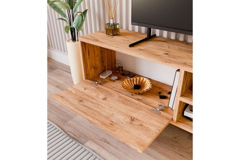 LENA KİTAPLIK BÖLÜMLÜ TV SEHPASI, ÇAM, 140 CM