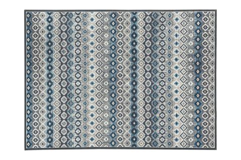 MODERN İSKANDİNAV KİLİM DESENLİ KARE HALI, MAVİ GRİ, 160X160