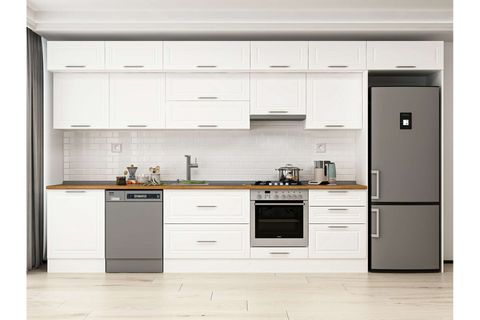 ALVİNKA 410X240 CM KLASİK MEBRAN MUTFAK DOLABI, MB E90S60S60 1 MEBRAN BEYAZ SUNTALAM