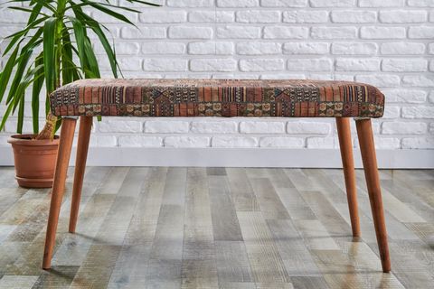 ETNİK DESEN GÜRGEN AYAK BENCH, KAHVERENGİ