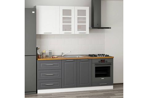 MİNAR 200 CM MEBRAN C MUTFAK DOLABI BEYAZ ANTRASİT 200-MCBA3