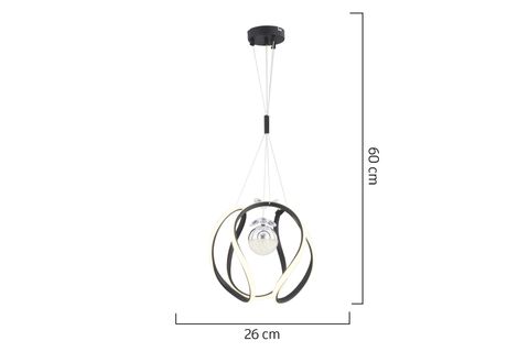 LEROY TEKLİ 3 RENKLİ LED AVİZE, SİYAH KROM