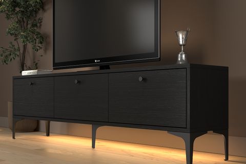 PARİS LED IŞIKLI TV SEHPASI, WOOD SİYAH, 160 CM