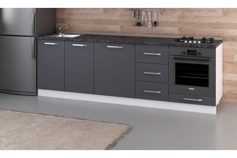 MİNAR 255 CM MUTFAK DOLABI BEYAZ ANTRASİT 255-A3-ALT MODÜL