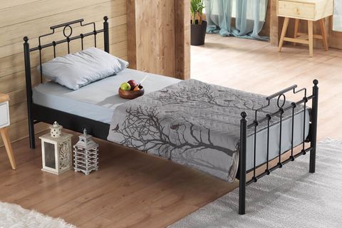 HETKUS TEK KİŞİLİK METAL KARYOLA, SİYAH, 90X190
