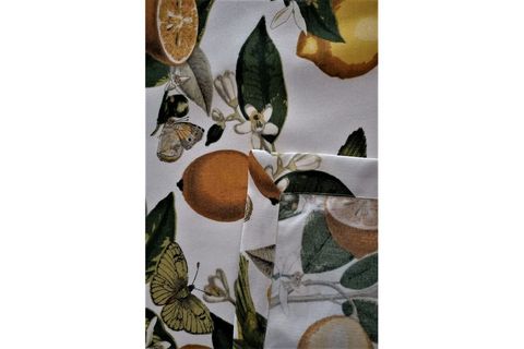 KETEN GÖRÜNÜMLÜ LİMON DESENLİ MASA ÖRTÜSÜ, 170X240