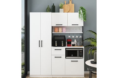 ERVİN TİBA BEYAZ AİRFRY ÇOK AMAÇLI ERZAK DOLABI KİLER DOLABI, BEYAZ, 4 SELE RAFLI
