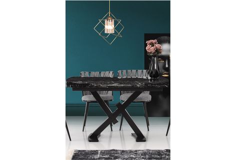 AÇILIR KÜTÜK MASA VE MELBOURNE SANDALYE TAKIMI, KAZAYAĞI SİYAH, 130X80