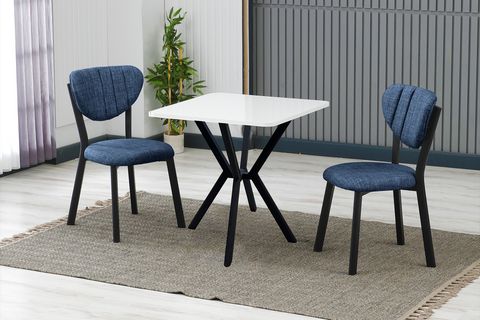 ELİS MUTFAK MASA TAKIMI, 2 SANDALYE, SİYAH, 70X70 CM, LACİVERT