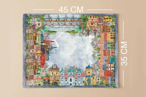 ŞEHİR MANZARASI PAMUKLU ALTI ADET AMERİKAN SERVİSİ