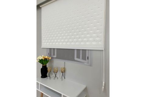 ÇİFT MEKANİZMALI LAZER KESİM TÜL VE STOR PERDE, KIRIK BEYAZ, DSG-1001, 210X260