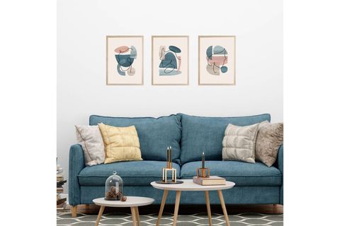 MUNİKA AHŞAP ÇERÇEVELİ LİNE ART PORTRE ÜÇLÜ TABLO SETİ, 30X40