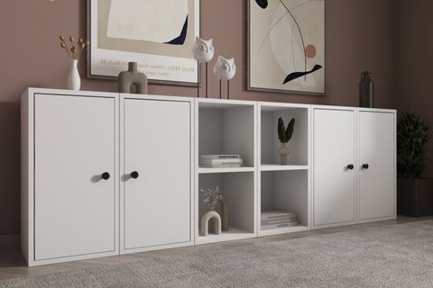 CONSOLA EVA 4 KAPAKLI 4 RAFLI MODERN TASARIM BEYAZ KONSOL HVV-KNS-1005