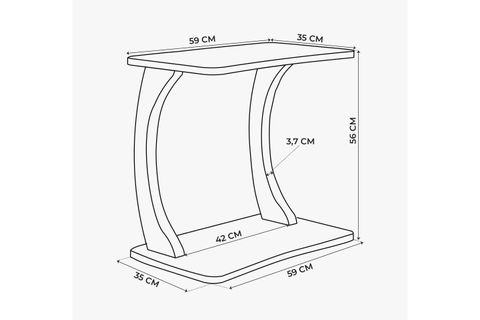 HULK TEKERLEKLİ GENİŞ YAN SEHPA, BEYAZ