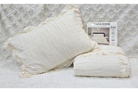 ÇAPA HOME MİLANO ÇİFT KİŞİLİK FIRFIRLI YATAK ÖRTÜSÜ, KREM