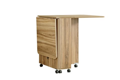 BLESK KATLANABİLİR TEKERLEKLİ MUTFAK MASASI, CEVİZ