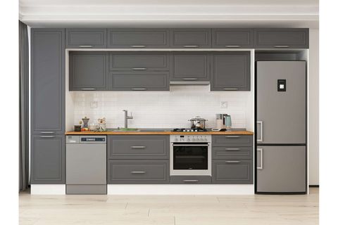 ALVİNKA 400X240 CM KLASİK MEBRAN MUTFAK DOLABI, MBB E90B50S60 1 MEBRAN ANTRASİT MDF