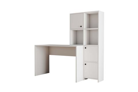 MEZZA 1991 SILENCE KİTAPLIK ÇALIŞMA MASASI TAKIMI, BEYAZ