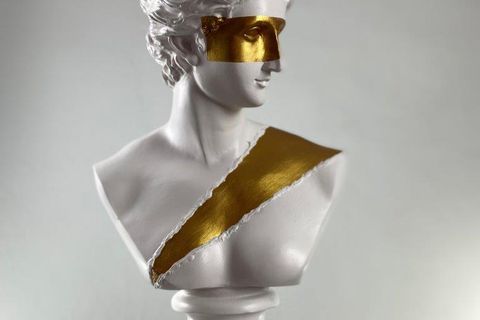 DIANA GOLD MASK AND BELT POP ART DEKORATİF ROMA YUNAN HEYKELLERİ