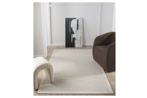 BORDÜRLÜ HASIR DOKULU SİSAL MAKİNE HALISI, KREM, 200X250