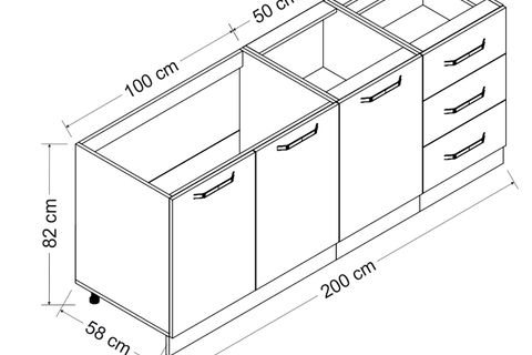 MİNAR 200 CM MUTFAK DOLABI BEYAZ 200-B2-ALT MODÜL