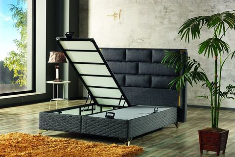 ROYAL BAZA BAŞLIK VE YATAK SETİ, GRİ, 160X200