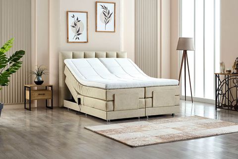 NERA KUMANDALI BAZA BAŞLIK YATAK SETİ, BEJ, 100X200