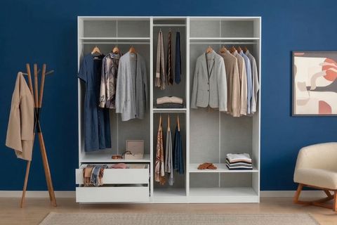 LUNA NOX AYNALI GARDIROP, PROFİL, BEYAZ, 5 KAPAKLI