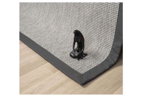 BORDÜRLÜ HASIR DOKULU SİSAL MAKİNE HALISI, GRİ, 80X200