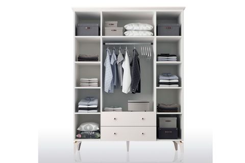 SİDE PLUS GARDIROP, 4 KAPAK 2 ÇEKMECELİ, BEYAZ