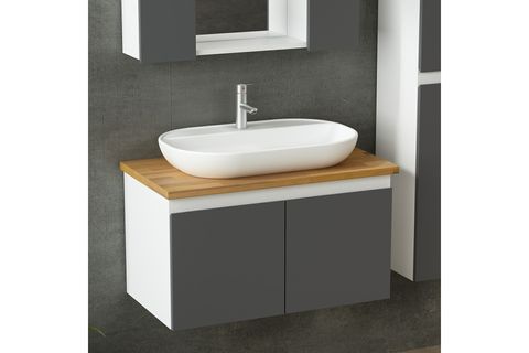 NİKA BANYO DOLABI AS2K10, BEYAZ ANTRASİT, 85 CM