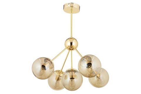 APLİQA MEYO BEŞLİ BAL CAMLI AVİZE, GOLD
