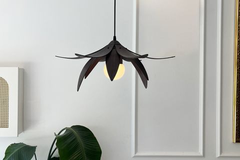 LOTUS AHŞAP MODERN VE MİNİMAL TASARIM AVİZE, CEVİZ