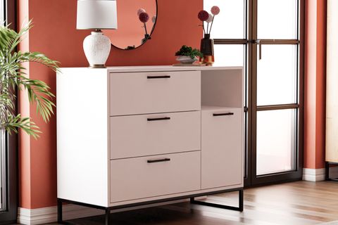 FURMET MODÜLER YUKON ŞİFONYER, BEYAZ, 3 ÇEKMECELİ VE KAPAKLI