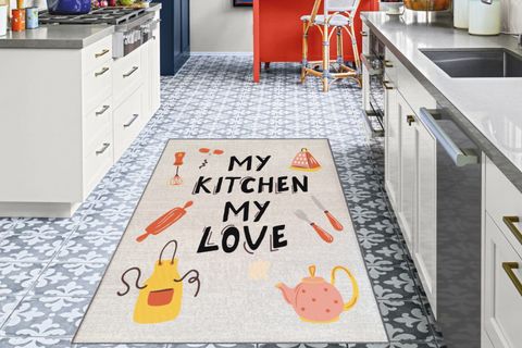 GARDENYA MUTFAK HALISI, ÖNLÜK DESENLİ KİTCHEN SLOGANLI, 75X200