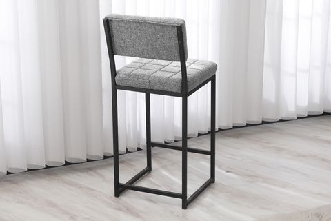 RİVA BAR MUTFAK SANDALYESİ, SİYAH AYAKLI, GRİ