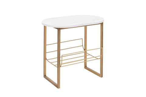 GLORİA YAN SEHPA, BEYAZ, MERMER DESEN