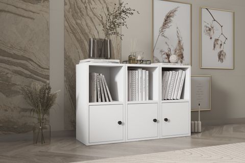LEKSA 3 KAPAKLI RAFLI 65 CM BEYAZ KTP-1050-Ç KİTAPLIK