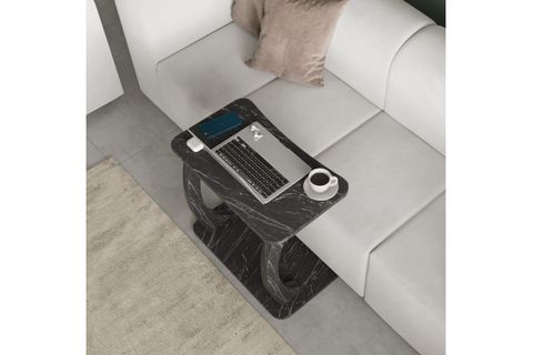 HULK TEKERLEKLİ GENİŞ YAN SEHPA, SİYAH