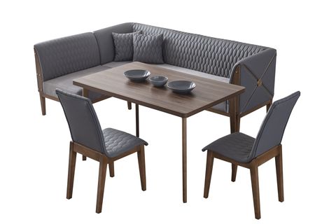 LİNA MUTFAK MASA TAKIMI, 1 MASA 1 KÖŞE TAKIM 2 SANDALYE , GRİ