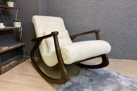 ASEDİA EKOL SALLANAN SANDALYE, TEDDY KREM, CEVİZ AYAK