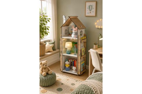 BABY DARLİNG DOKUZ BÖLMELİ MONTESSORİ ÇOCUK KİTAPLIĞI, TRAVERTEN