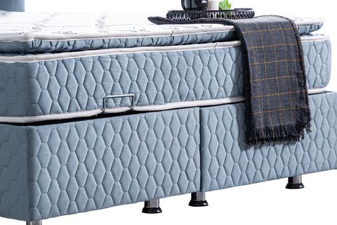 NİCE BAZA BAŞLIK VE REAL PEDLİ YATAK SETİ, MAVİ, 160X200