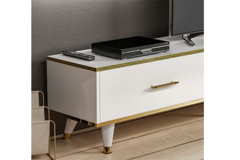 AVON TV ÜNİTESİ, LED, BEYAZ GOLD